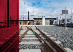 LRV entry into the Maintenance Facility at the Sound Transit Operations and Maintenance Facility East