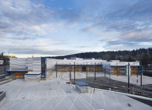 Aerial of the Maintenance Facility at the Sound Transit Operations and Maintenance Facility East